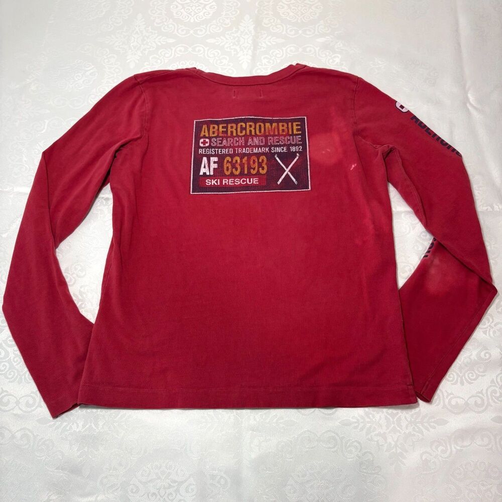 Abercrombie Top Long Sleeve Baby Tee Well Worn Bleached Grunge Lifeguard Y2K S